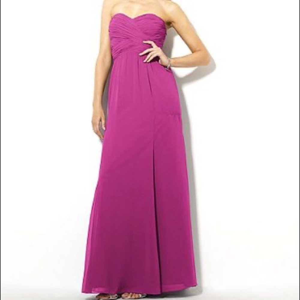 Magenta strapless Ralph Lauren evening dress